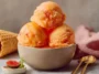 Homemade Best Peach Sorbet in a Bowl