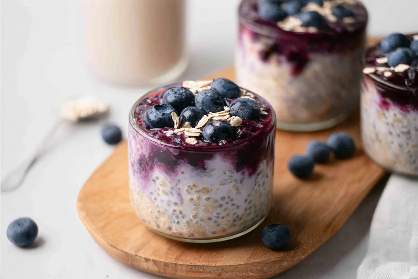 Delicious Blueberry Overnight Oats in a Jar