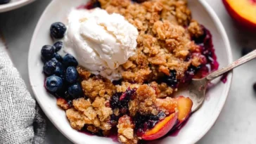 Delicious Blueberry Peach Crumble Fresh from the Oven