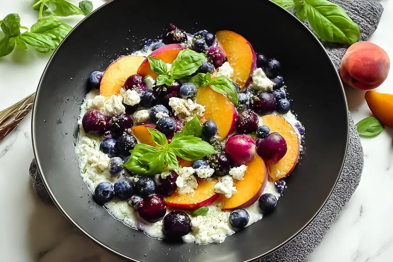 Vibrant Blueberry Peach Feta Salad in a Fresh Bowl