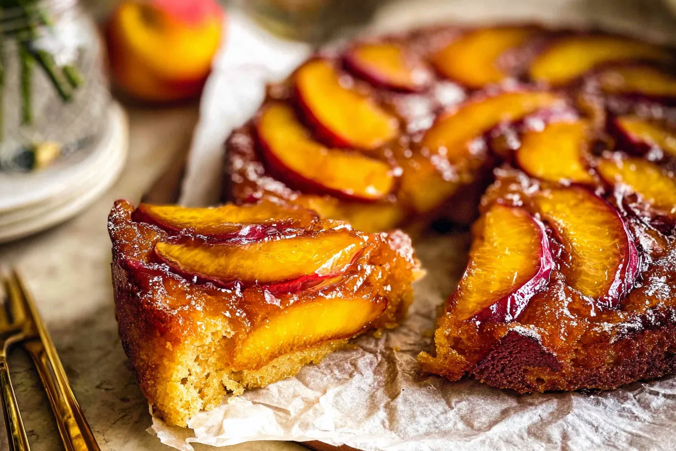 Bourbon Peach Upside Down Cake 