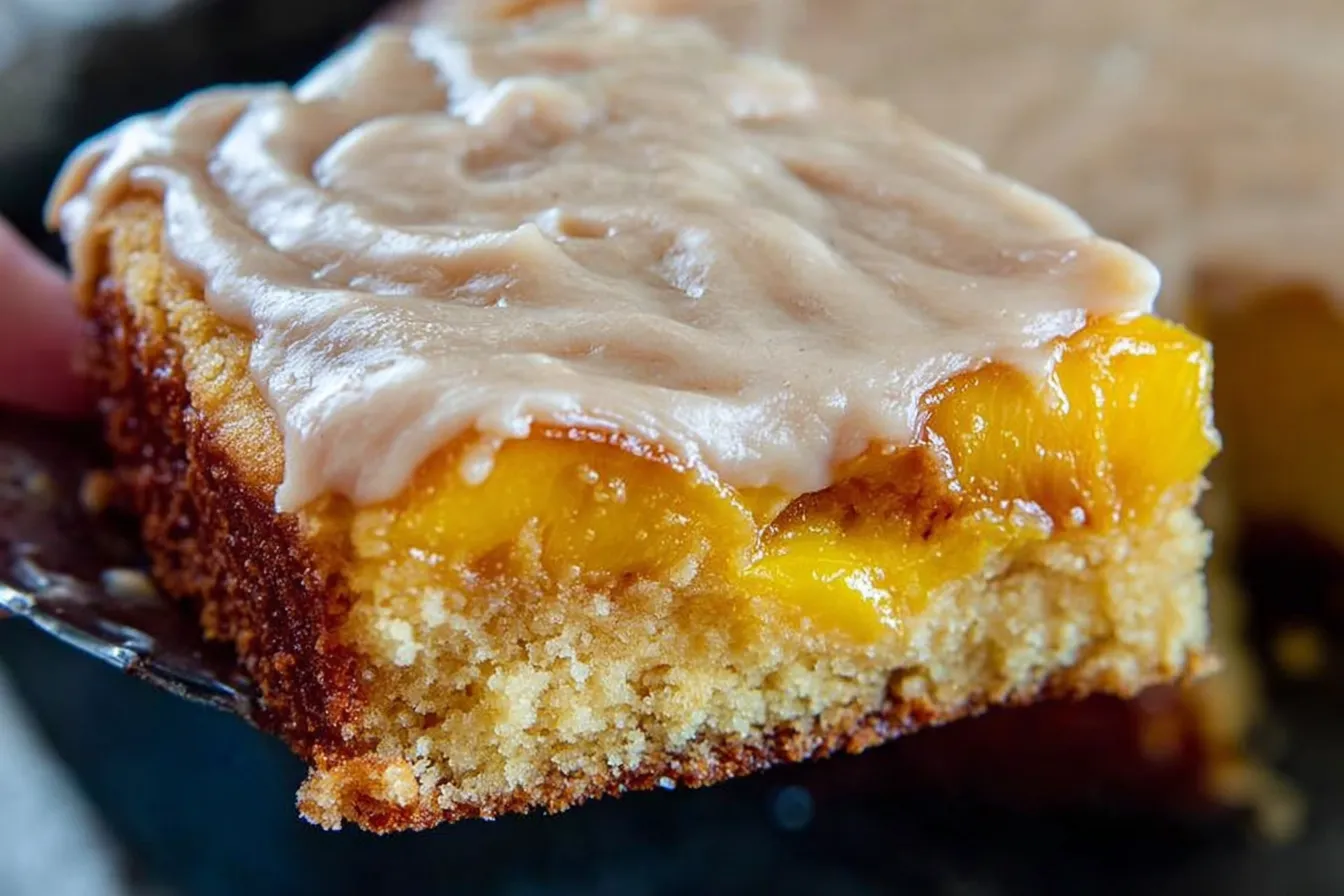 Delicious Brown Sugar Peach Cake Slice