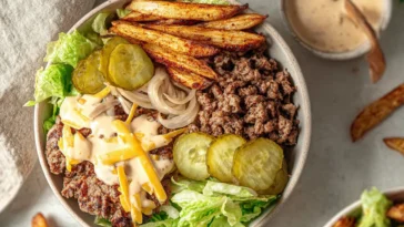 Colorful and Tasty Burger Bowls Ready to Serve