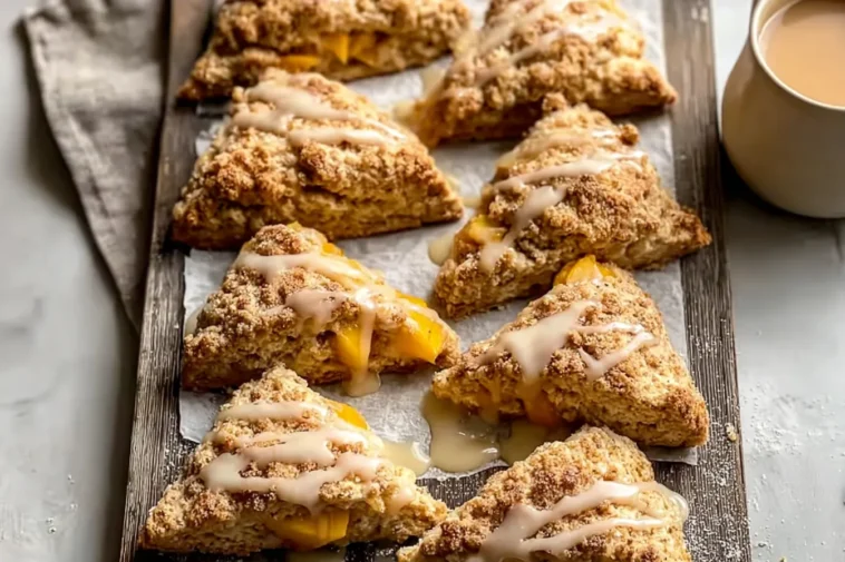 Buttery Peach Cobbler Scones Freshly Baked