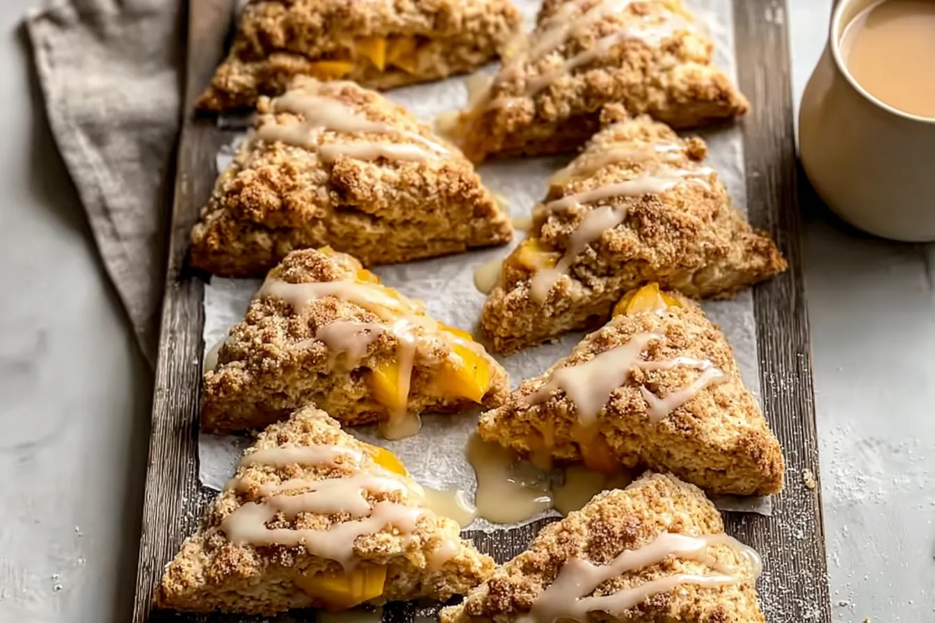 Buttery Peach Cobbler Scones Freshly Baked