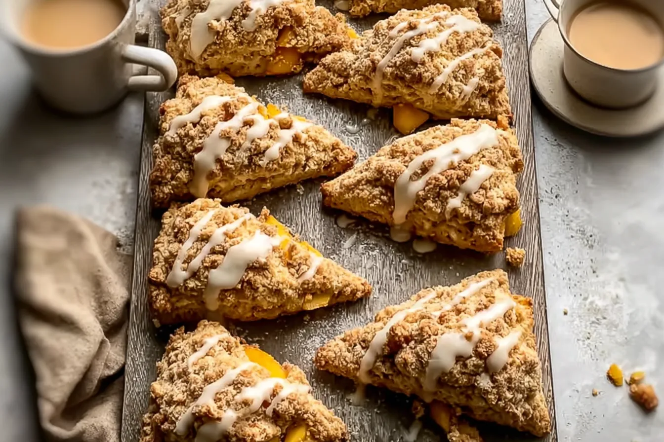 Buttery Peach Cobbler Scones 