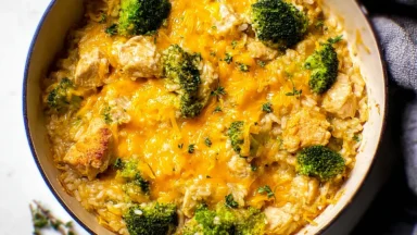 Cheesy Broccoli Chicken and Rice Casserole