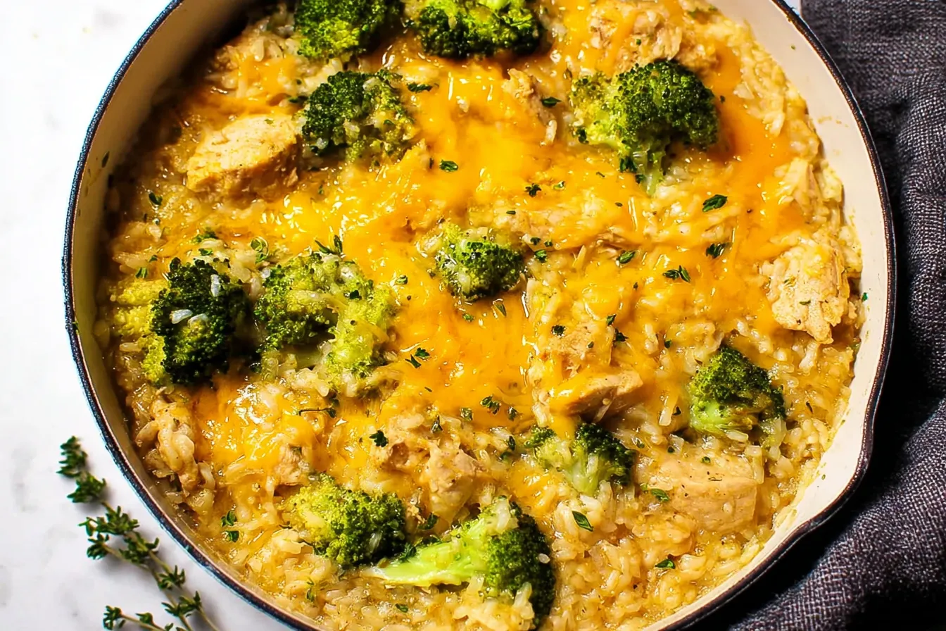 Cheesy Broccoli Chicken and Rice Casserole 