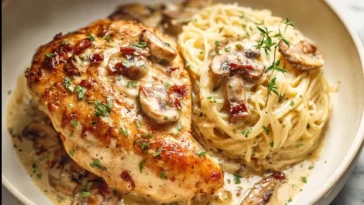 Delicious Chicken Riesling Plated Elegantly