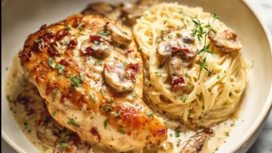 Delicious Chicken Riesling Plated Elegantly