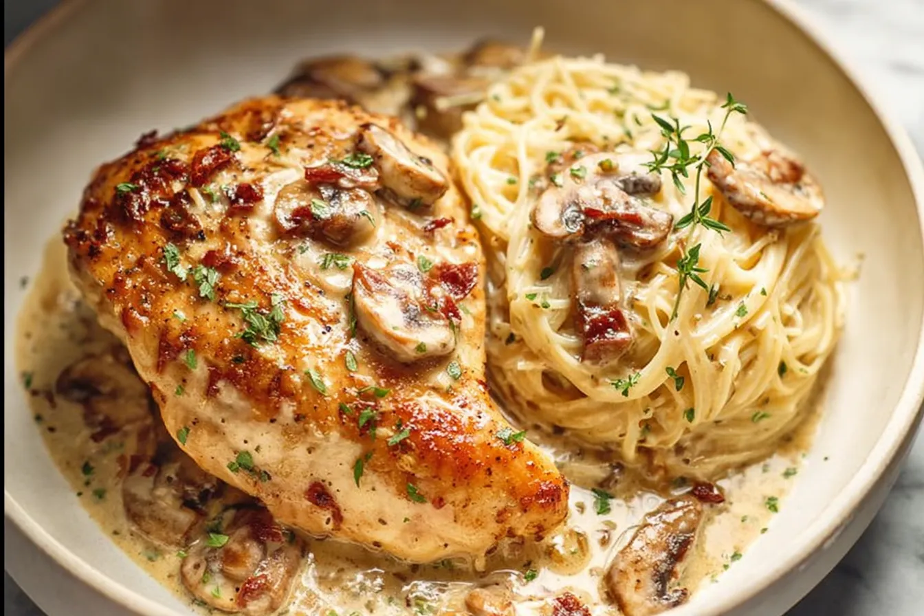 Delicious Chicken Riesling Plated Elegantly