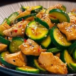 Colorful Chicken Zucchini Stir Fry in a Bowl