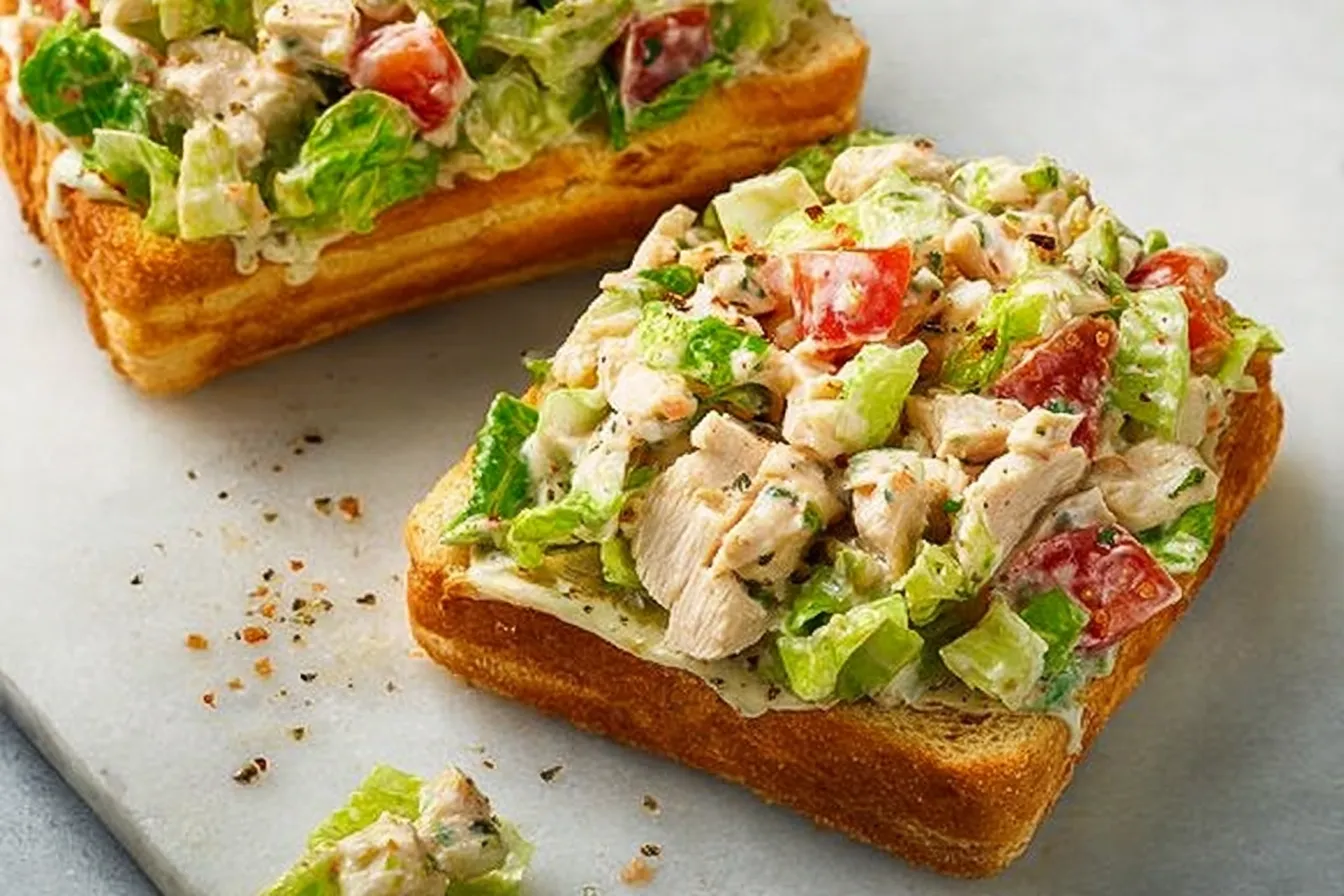 Chopped Chicken Caesar Salad Sandwiches Ready to Serve