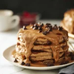 Delectable Coffee Pancakes Served with Maple Syrup