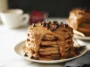 Delectable Coffee Pancakes Served with Maple Syrup