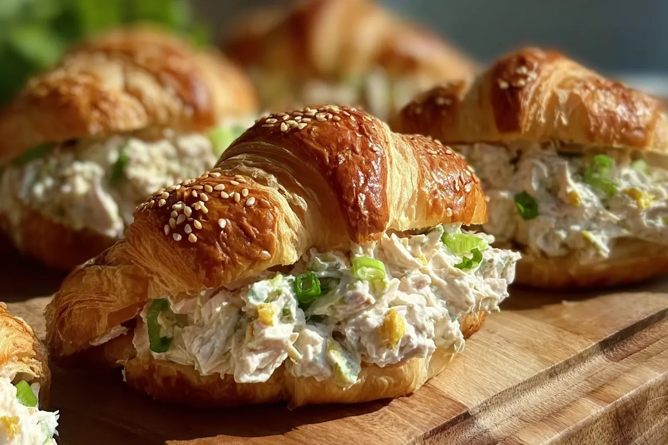 Creamy Classic Chicken Salad Croissant Sandwiches Ready to Serve