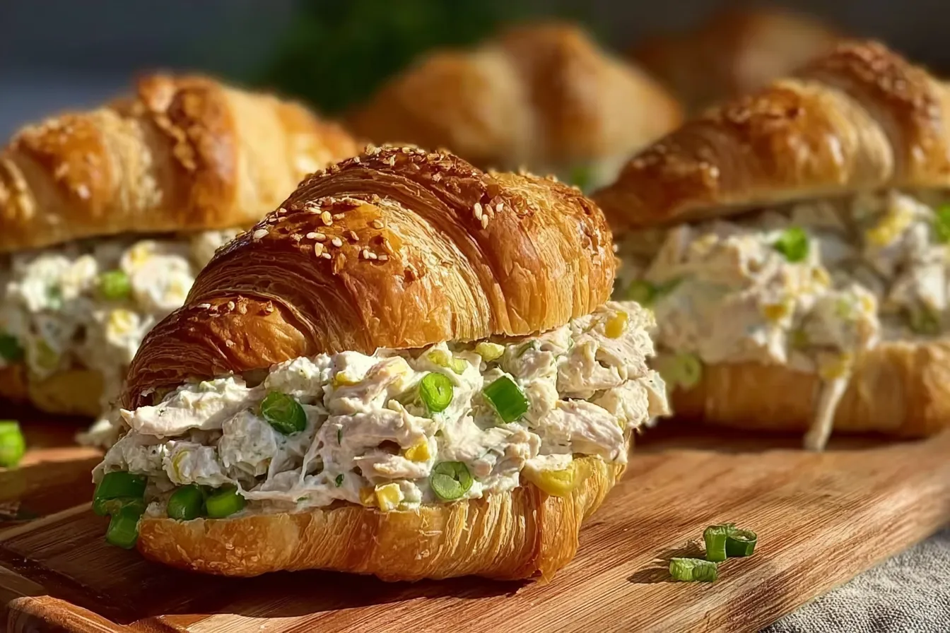 Creamy Classic Chicken Salad Croissant Sandwiches Recipe - Easy & Delightful 4 Creamy Classic Chicken Salad Croissant Sandwiches Recipe Easy Homemade Lunch Idea