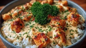 Creamy Garlic Chicken Rice Bowls Ready to Serve
