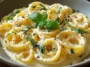Creamy Lemon Ricotta Pasta on a White Plate