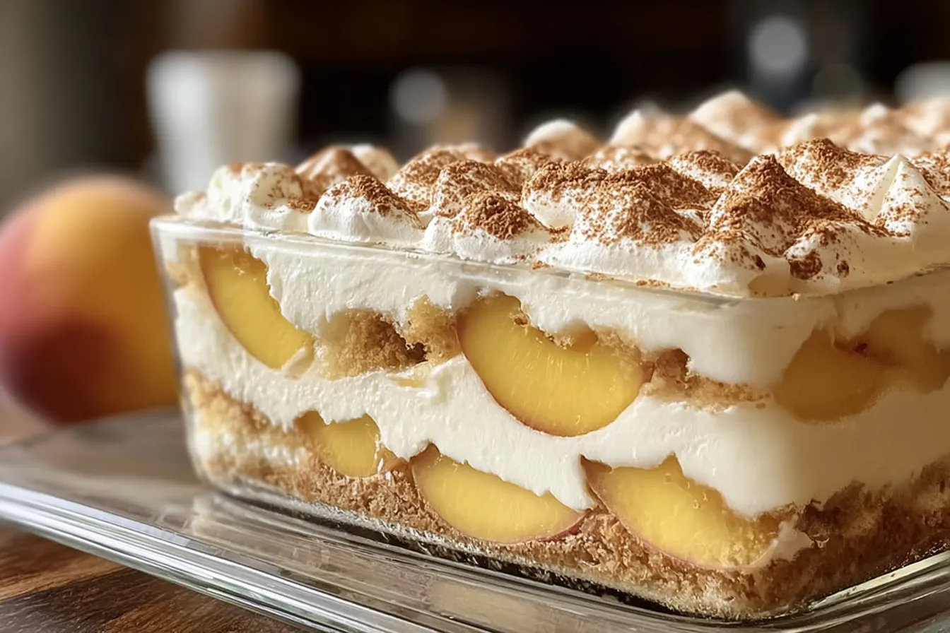 Delicious Creamy Peach Tiramisu for Summer