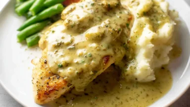 Creamy Pesto Chicken on a Plate