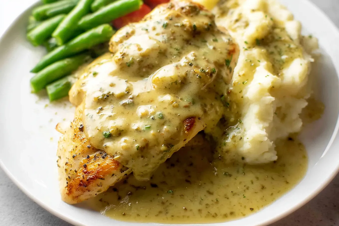 Creamy Pesto Chicken on a Plate