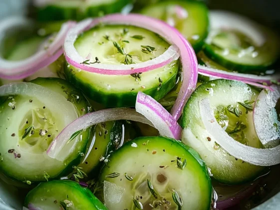Refreshing Cucumber and Onions in Vinegar
