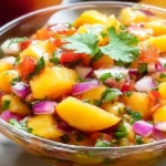 Delicious Peach Salsa in a Bowl with Fresh Ingredients