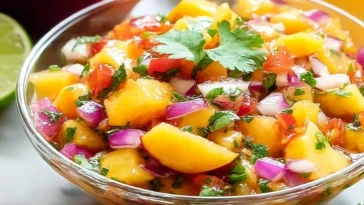 Delicious Peach Salsa in a Bowl with Fresh Ingredients