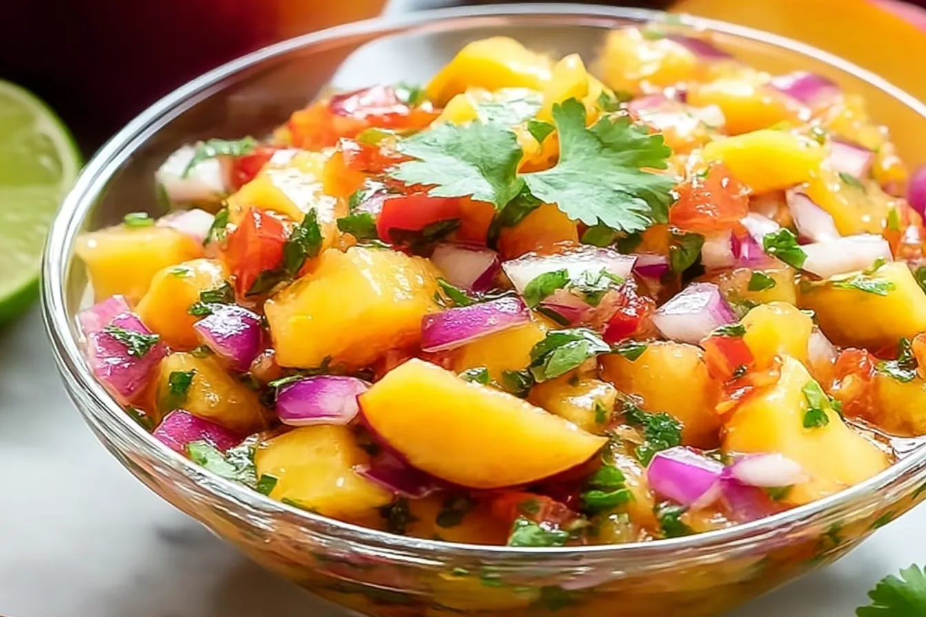 Delicious Peach Salsa in a Bowl with Fresh Ingredients