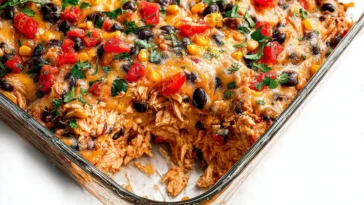 Easy Chicken Burrito Casserole Ready to Serve