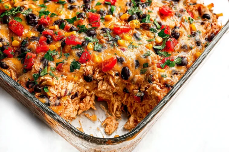Easy Chicken Burrito Casserole Ready to Serve