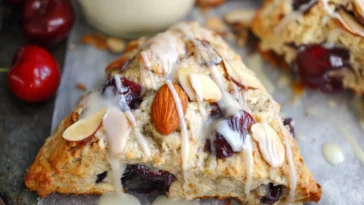 Easy Glazed Fresh Cherry Almond Scones Freshly Baked