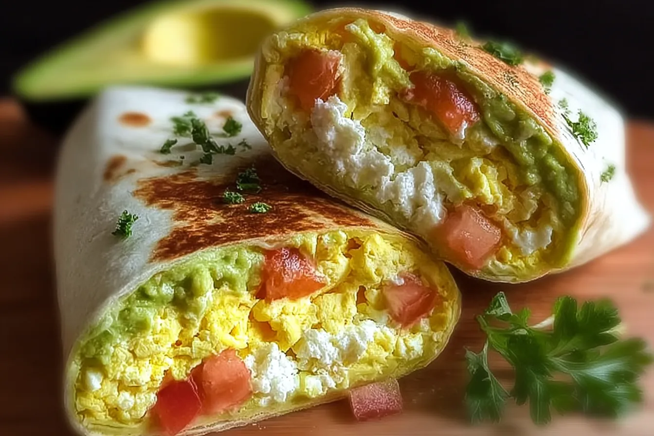Easy High-Protein Breakfast Wrap with Cottage Cheese and Avocado 
