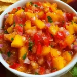 Delicious Easy Homemade Peach Salsa in a Bowl