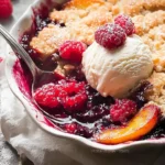 Delicious Easy Peach and Raspberry Cobbler Fresh From the Oven