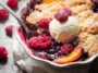 Delicious Easy Peach and Raspberry Cobbler Fresh From the Oven