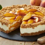 Delicious Easy Peach Cobbler Cheesecake Slice