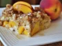 Easy Peaches and Cream French Toast Bake on a platter