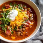 Easy Taco Soup in a Colorful Bowl