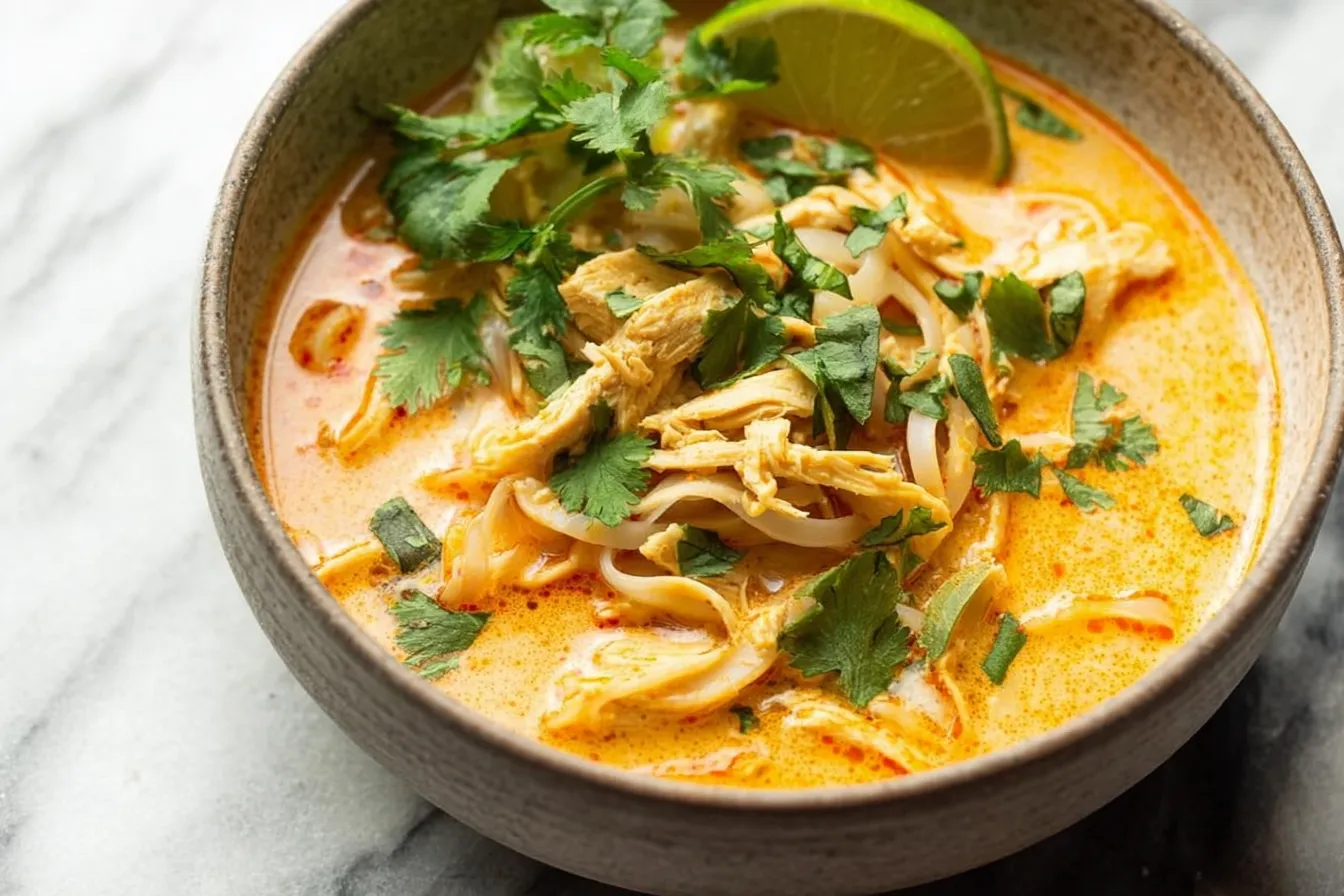 Easy Thai Chicken Curry Soup in a Bowl