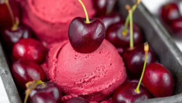 Fresh Cherry Sorbet in a Bowl