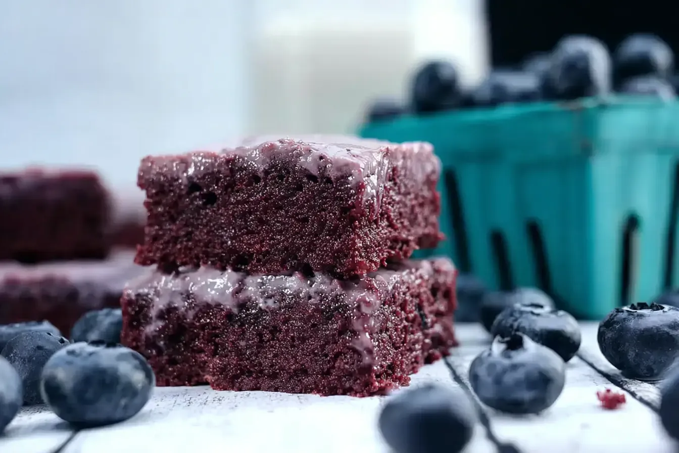 Glazed Blueberry Brownies (All-Natural) 