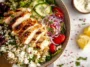 Greek Chicken Bowl with Fresh Vegetables and Tzatziki