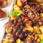 Grilled Bourbon Peach BBQ Chicken on the Grill