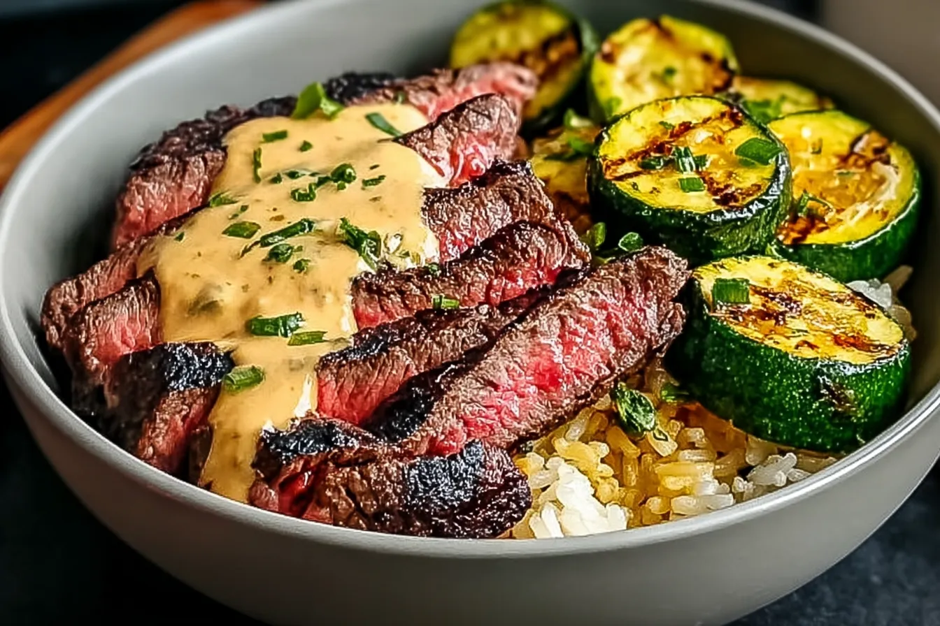 Grilled Steak Bowl with Sauce & Grilled Zucchini Bliss – Yum! 3 Grilled Steak Bowl with Zucchini Bliss - Tasty Meal