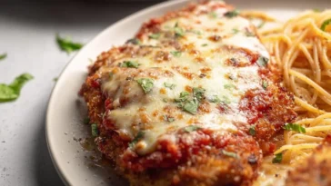 Healthy Baked Chicken Parmesan Plated