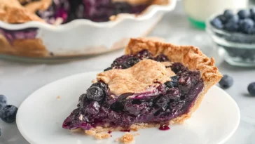 Homemade Blueberry Custard Pie Freshly Baked