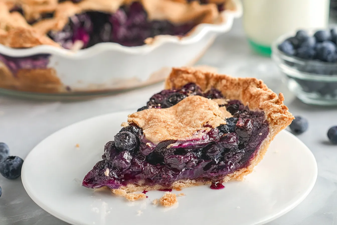 Homemade Blueberry Custard Pie Freshly Baked