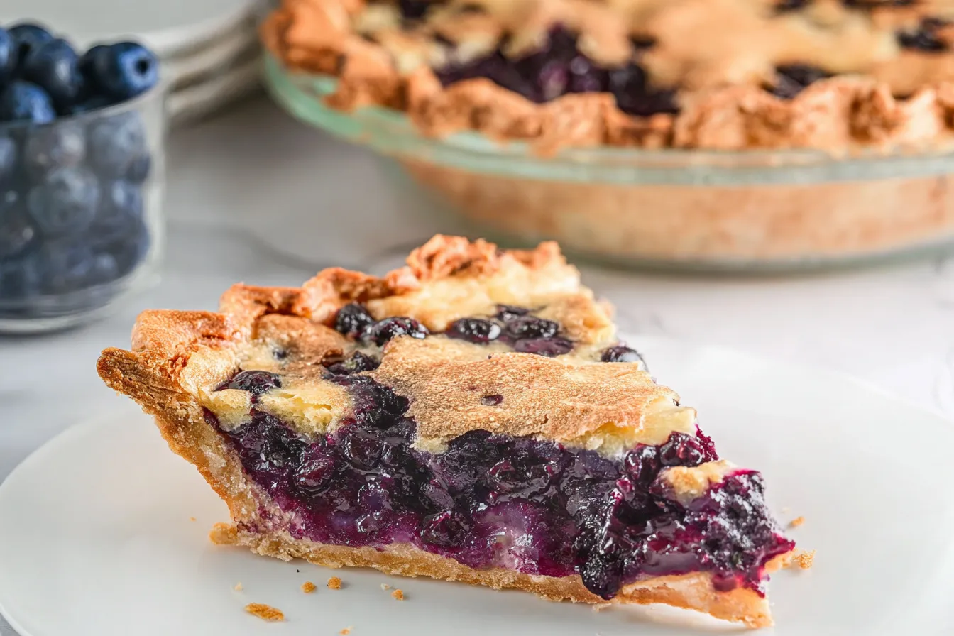 Delicious Homemade Blueberry Custard Pie Slice
